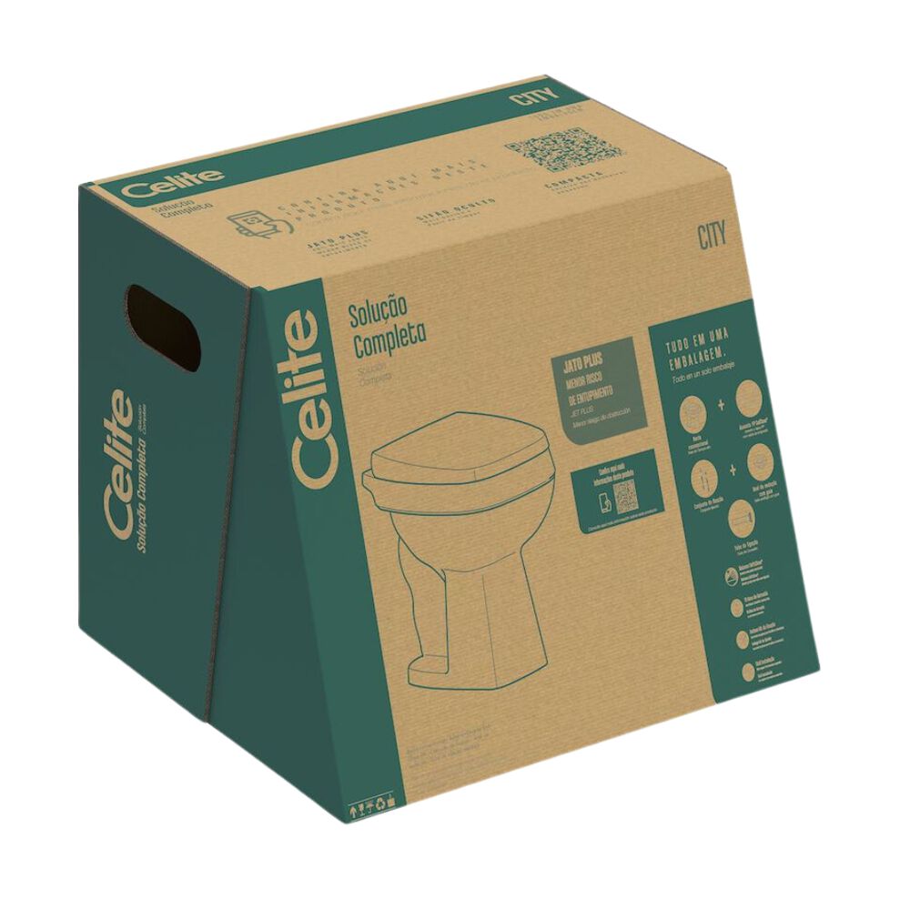 Conjunto Vaso Sanitário Convencional com Assento Softclose City Branco Celite